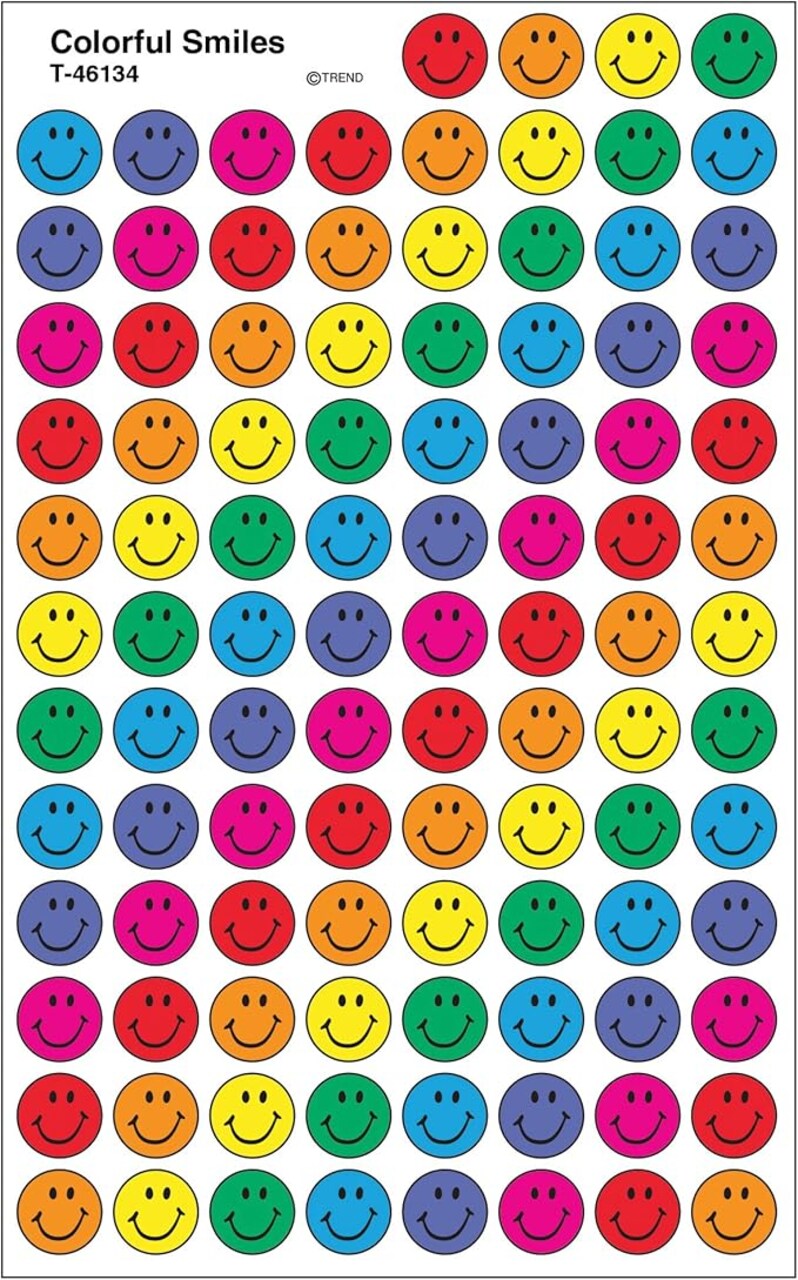 Colorful Smiles superSpots® Stickers – 800 Count, Fun Reward Stickers for Kids
